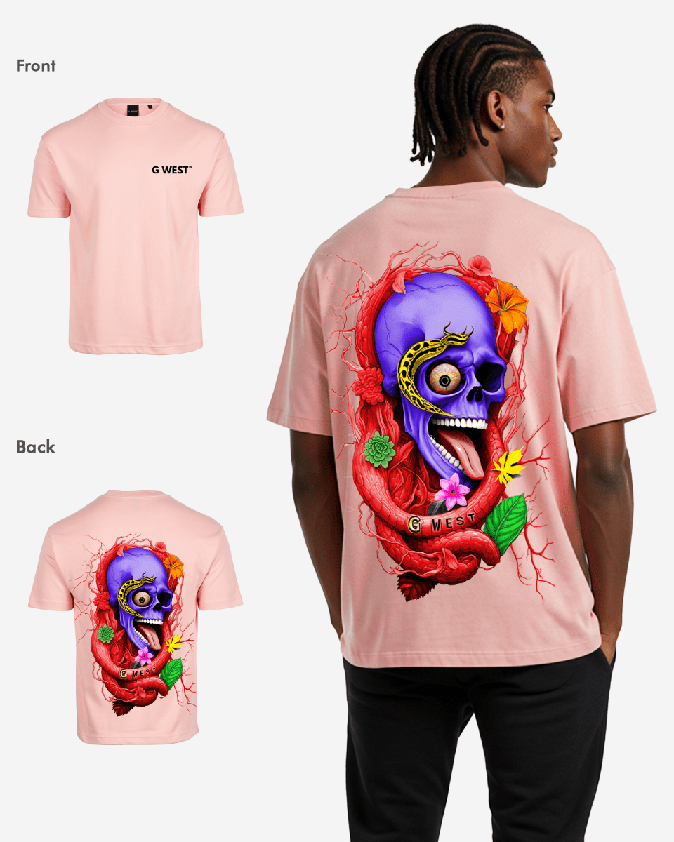 G WEST OVERSIZED PREMIUM SNAKE SKULL T - SHIRT - G West