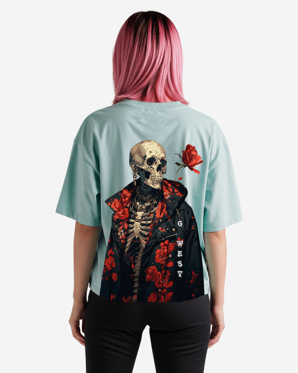 G West Oversized Skull & Rose T Shirt - WOMEN - G West