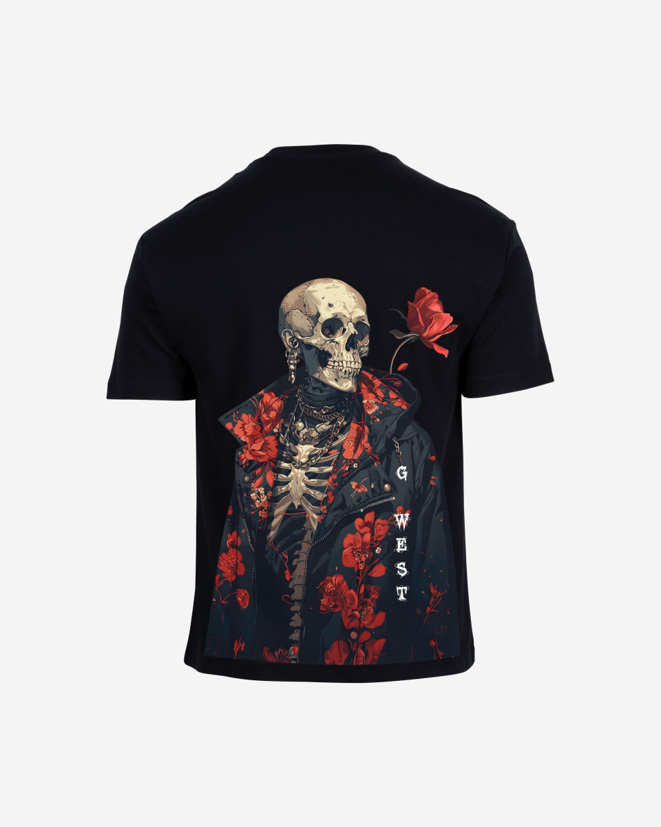 G West Oversized Skull & Rose T Shirt - G West