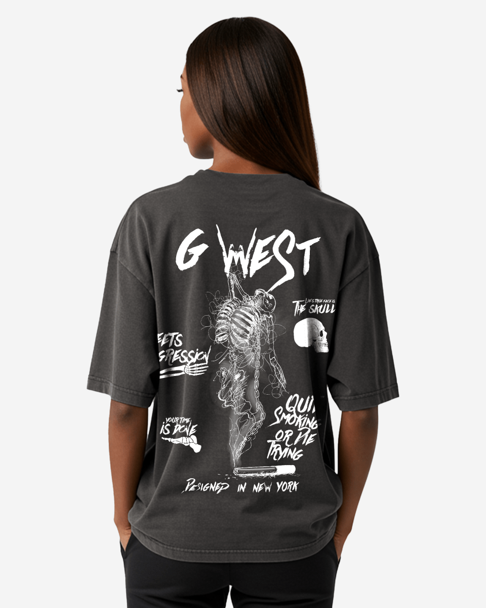 G West Oversized Smoke Skeleton Tee - Women - G West
