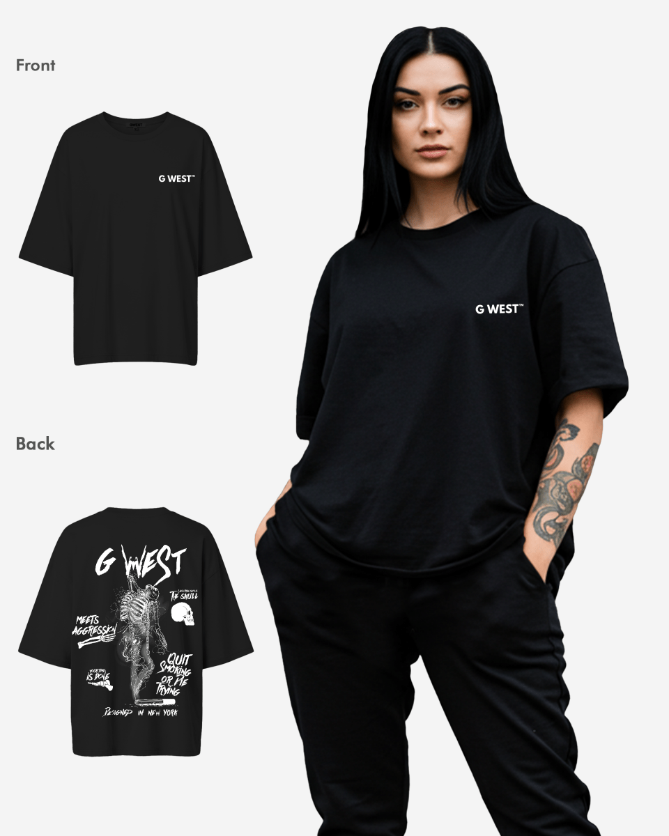 G West Oversized Smoke Skeleton Tee - Women - G West