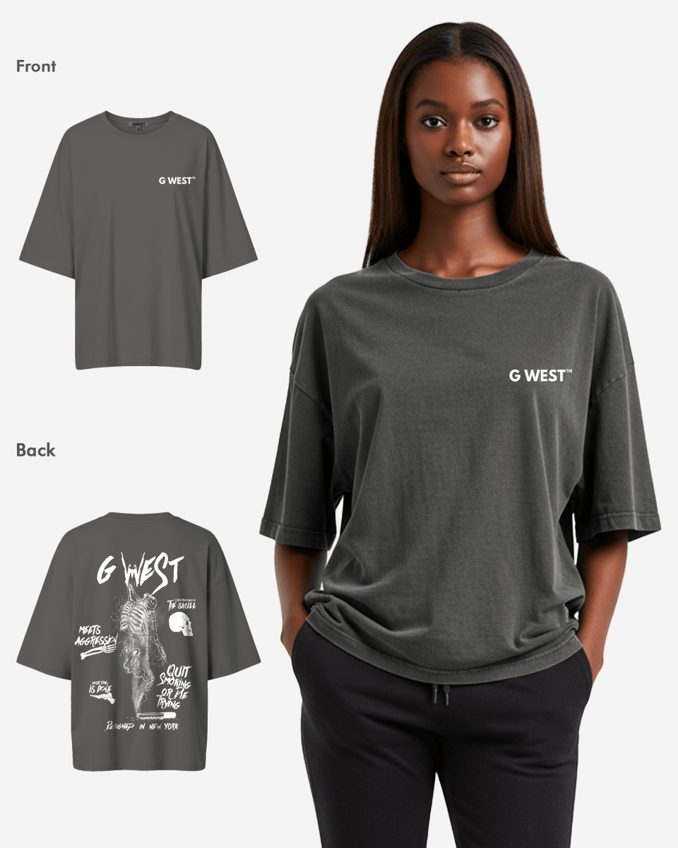 G West Oversized Smoke Skeleton Tee - Women - G West
