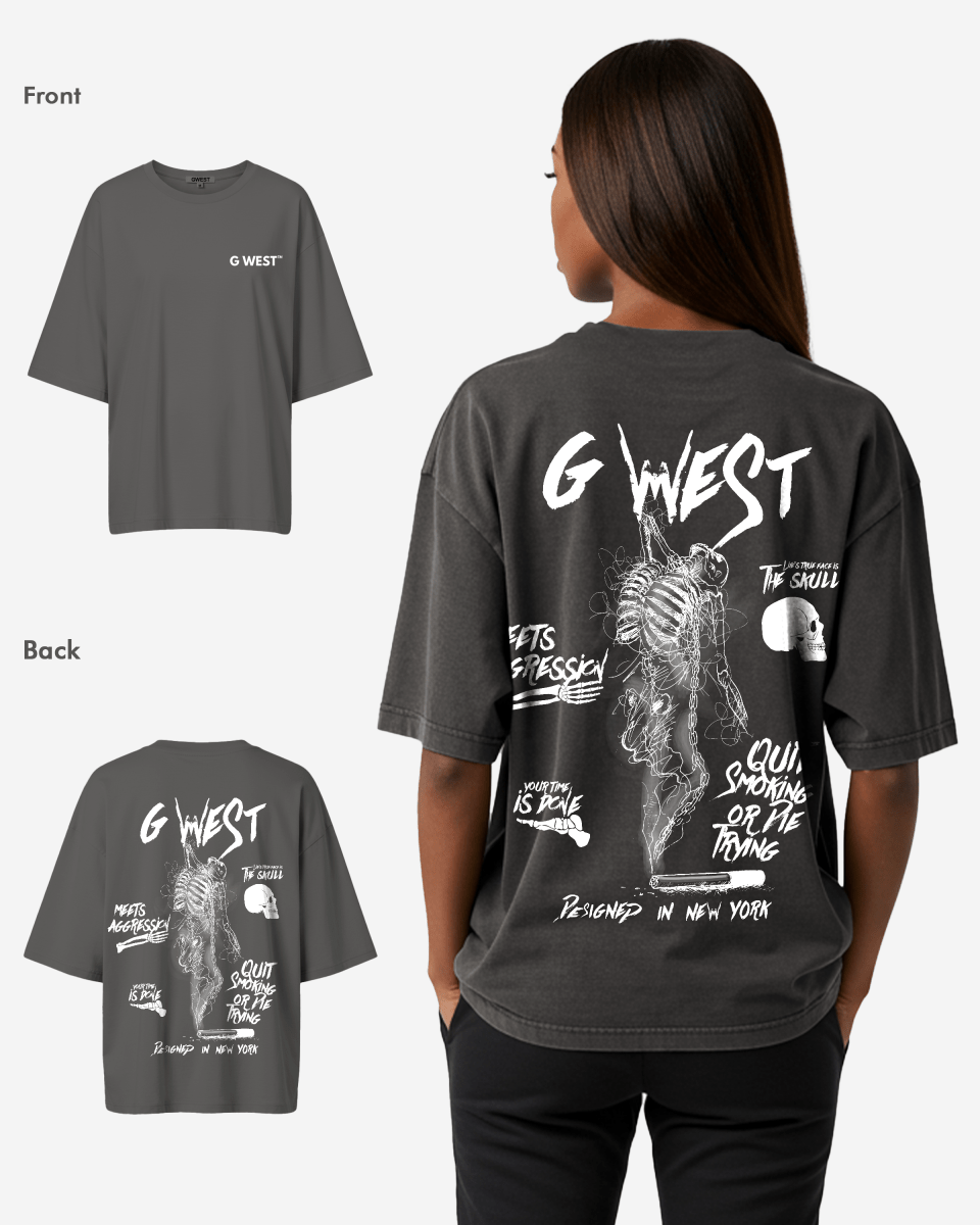 G West Oversized Smoke Skeleton Tee - Women - G West