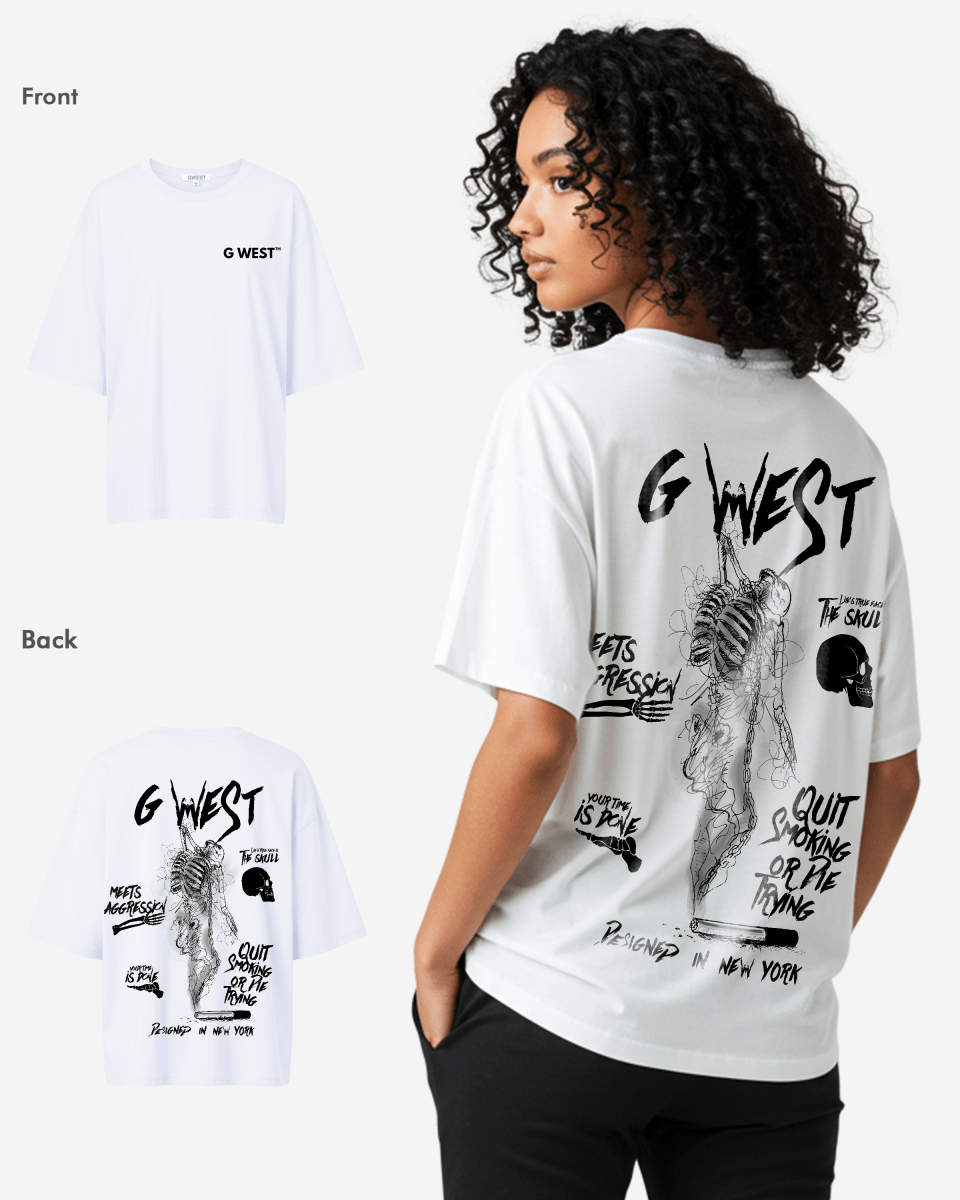 G West Oversized Smoke Skeleton Tee - Women - G West
