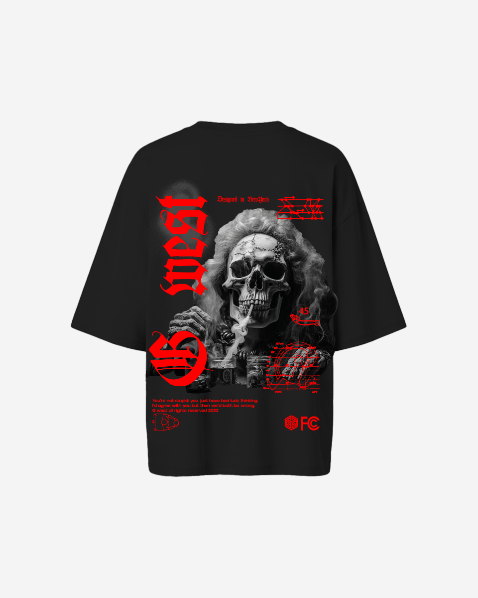 G West Oversized Smoke Skull Tee - Women - G West