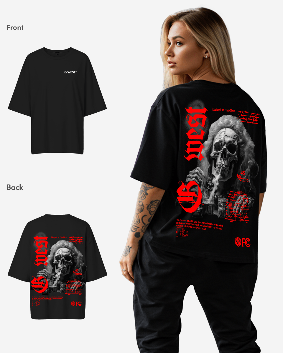 G West Oversized Smoke Skull Tee - Women - G West