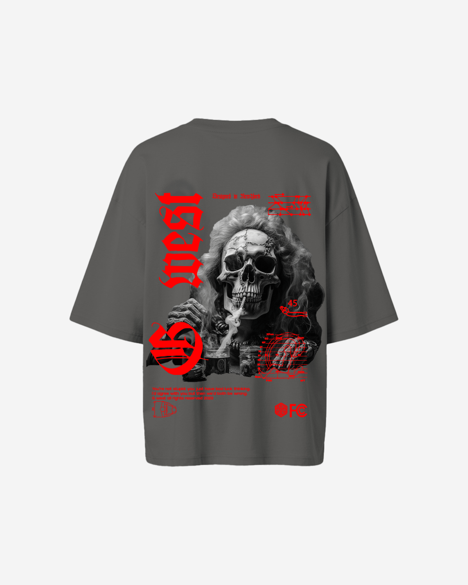 G West Oversized Smoke Skull Tee - Women - G West