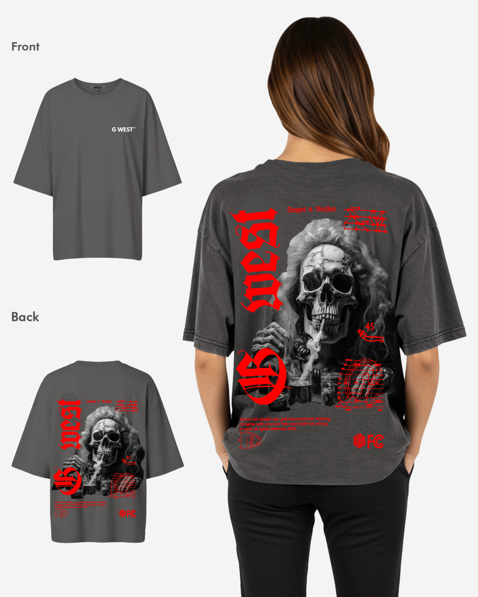 G West Oversized Smoke Skull Tee - Women - G West