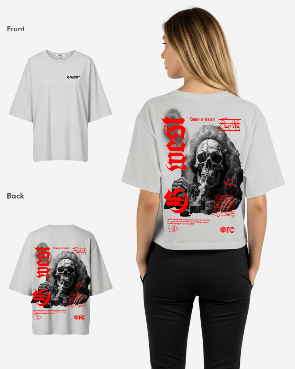 G West Oversized Smoke Skull Tee - Women - G West