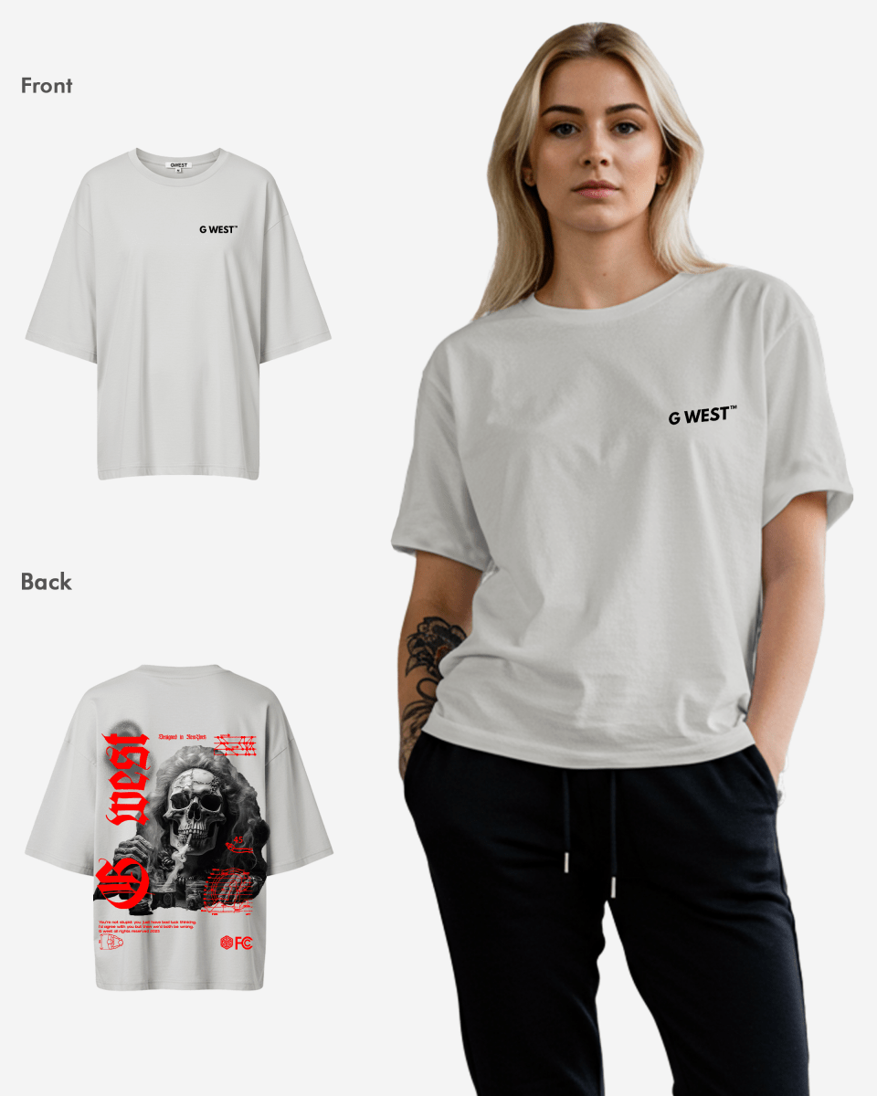 G West Oversized Smoke Skull Tee - Women - G West