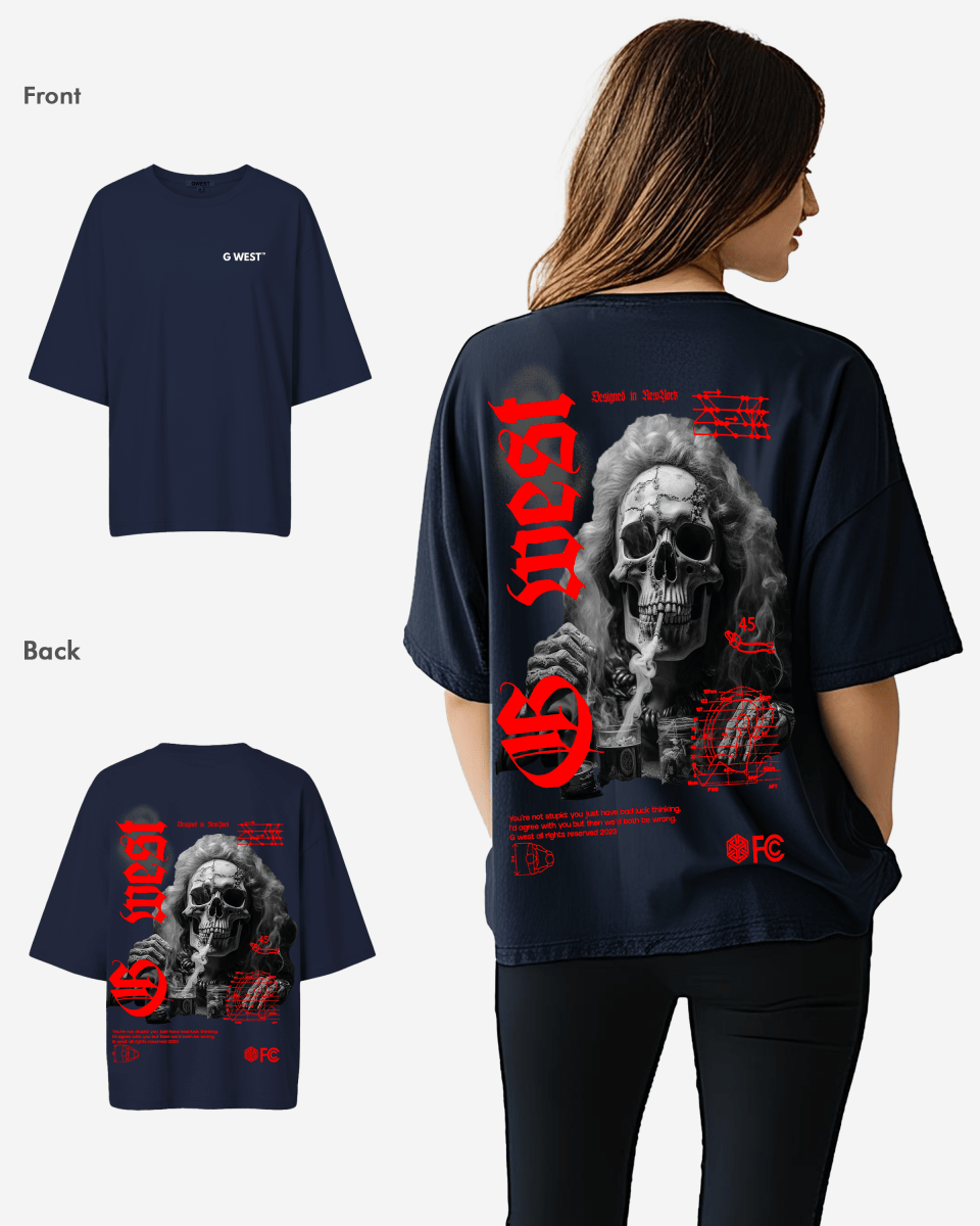 G West Oversized Smoke Skull Tee - Women - G West