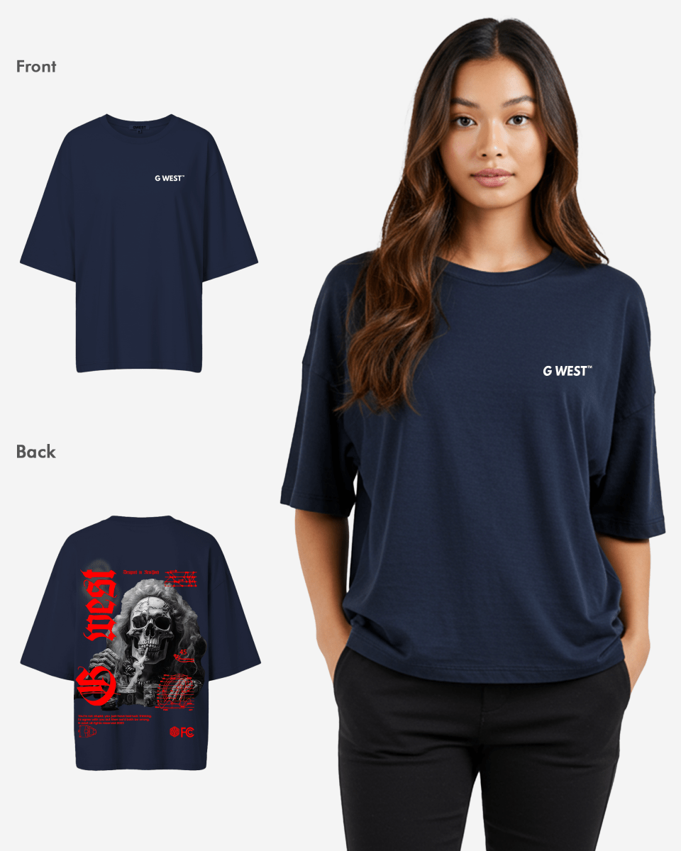 G West Oversized Smoke Skull Tee - Women - G West