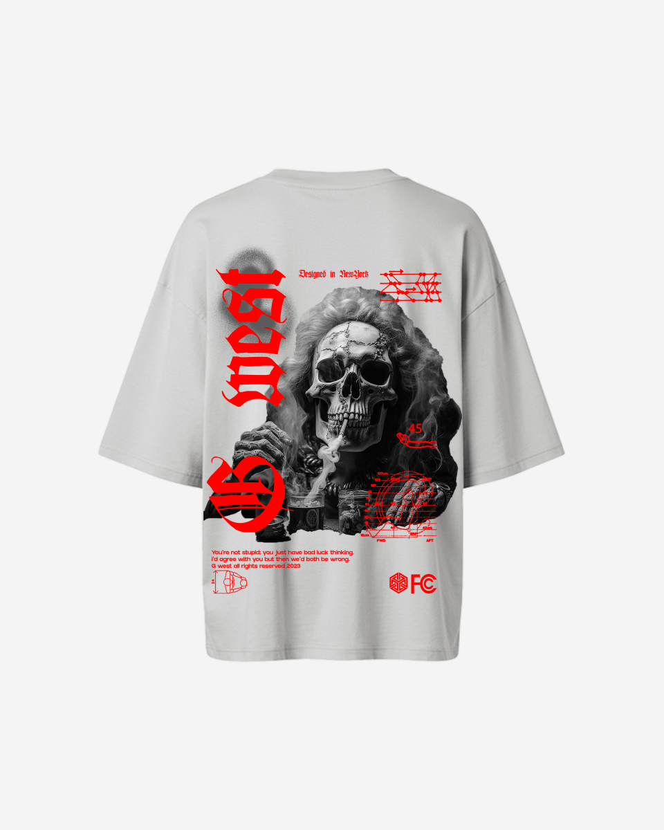 G West Oversized Smoke Skull Tee - Women - G West