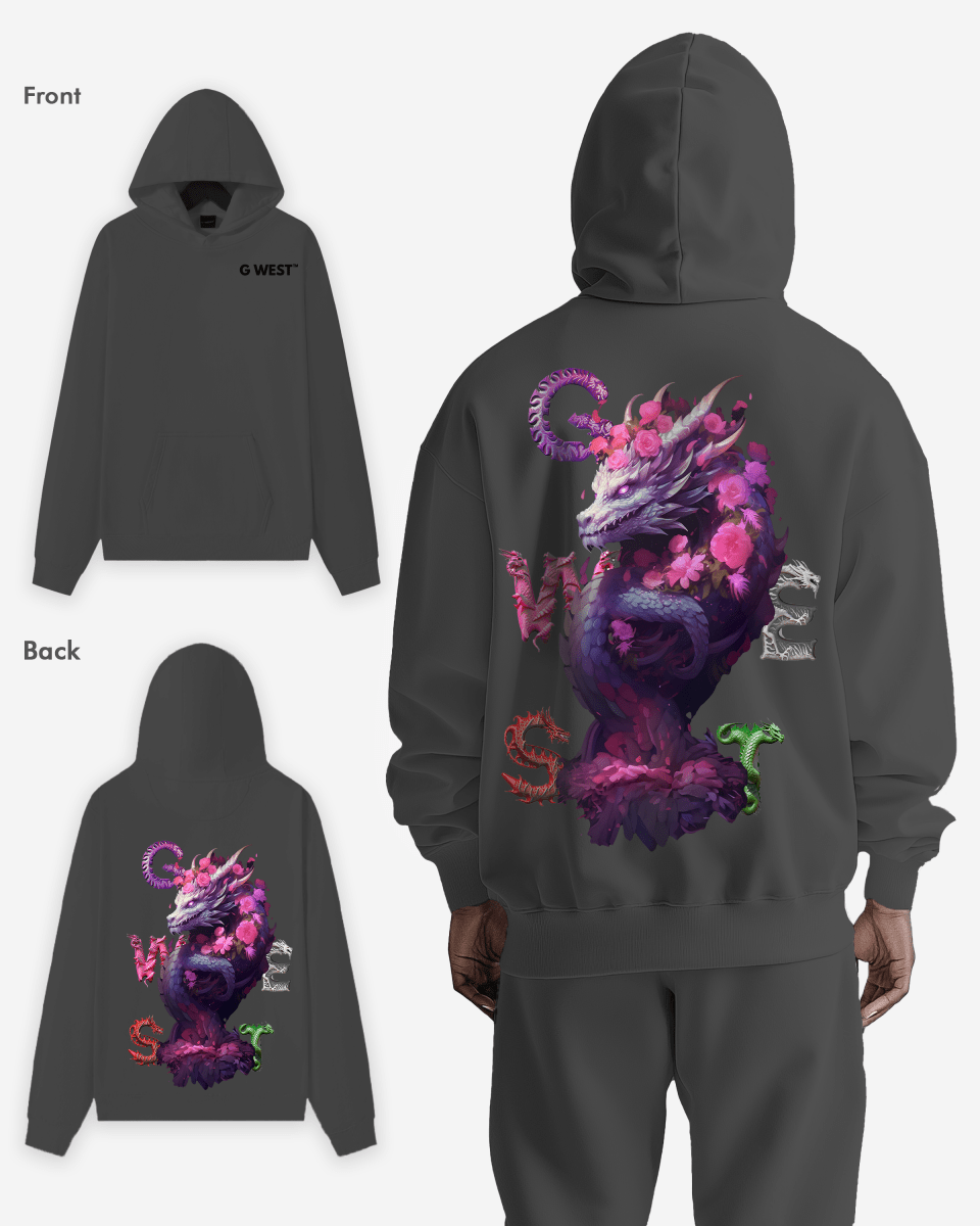 G West Purple Dragon Heavy Premium Oversize Hoodie - G West