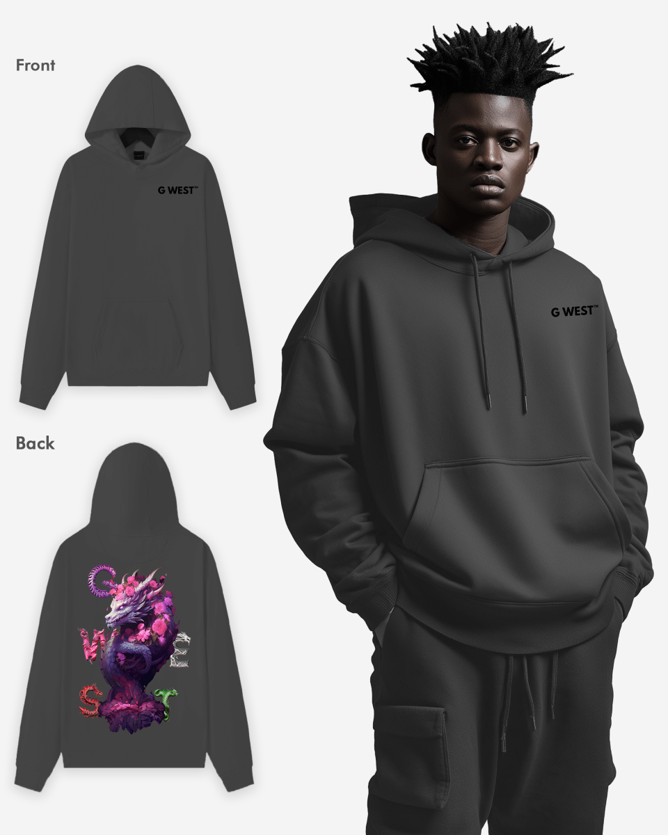 G West Purple Dragon Heavy Premium Oversize Hoodie - G West