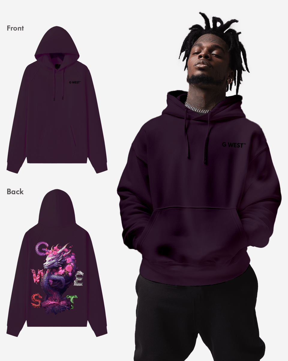 G West Purple Dragon Heavy Premium Oversize Hoodie - G West
