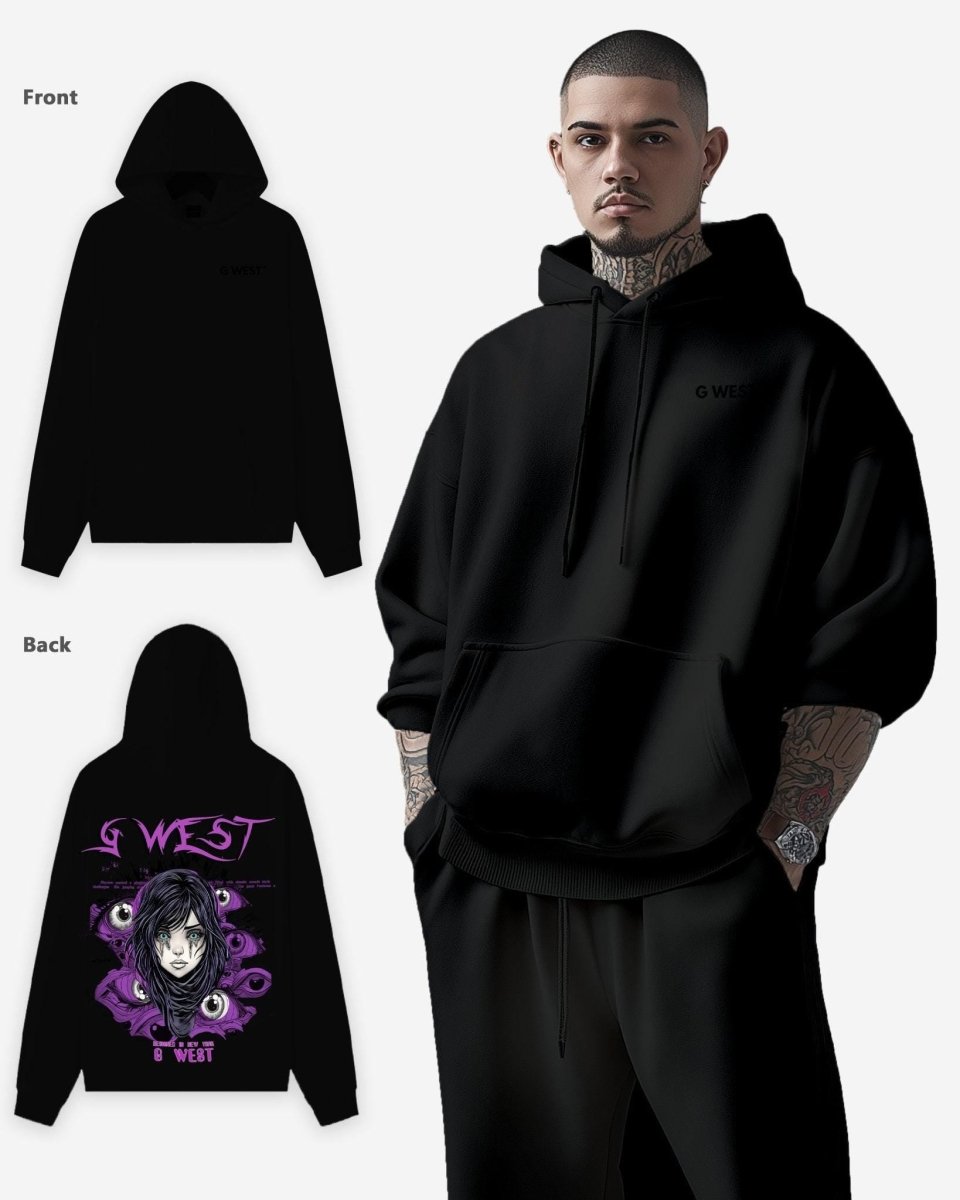 G West Purple Eye Black Oversize Hoodie - G West