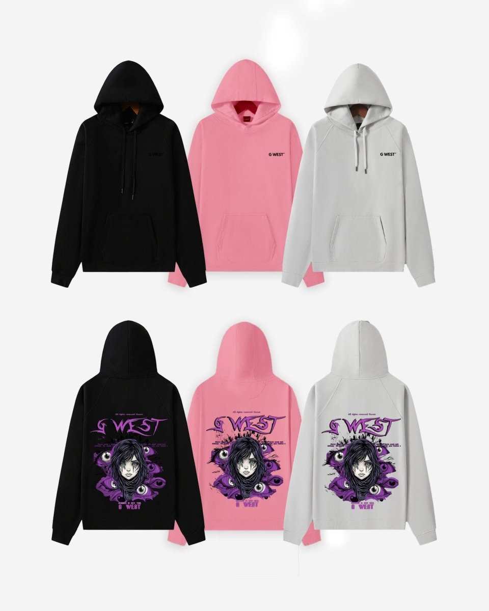 G West Purple Eye Black Oversize Hoodie - G West
