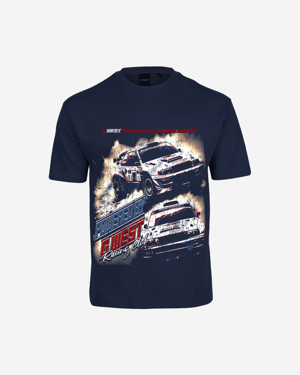 G West Racing Club Double Hit Premium Oversized Tee Front And Back Print - G West