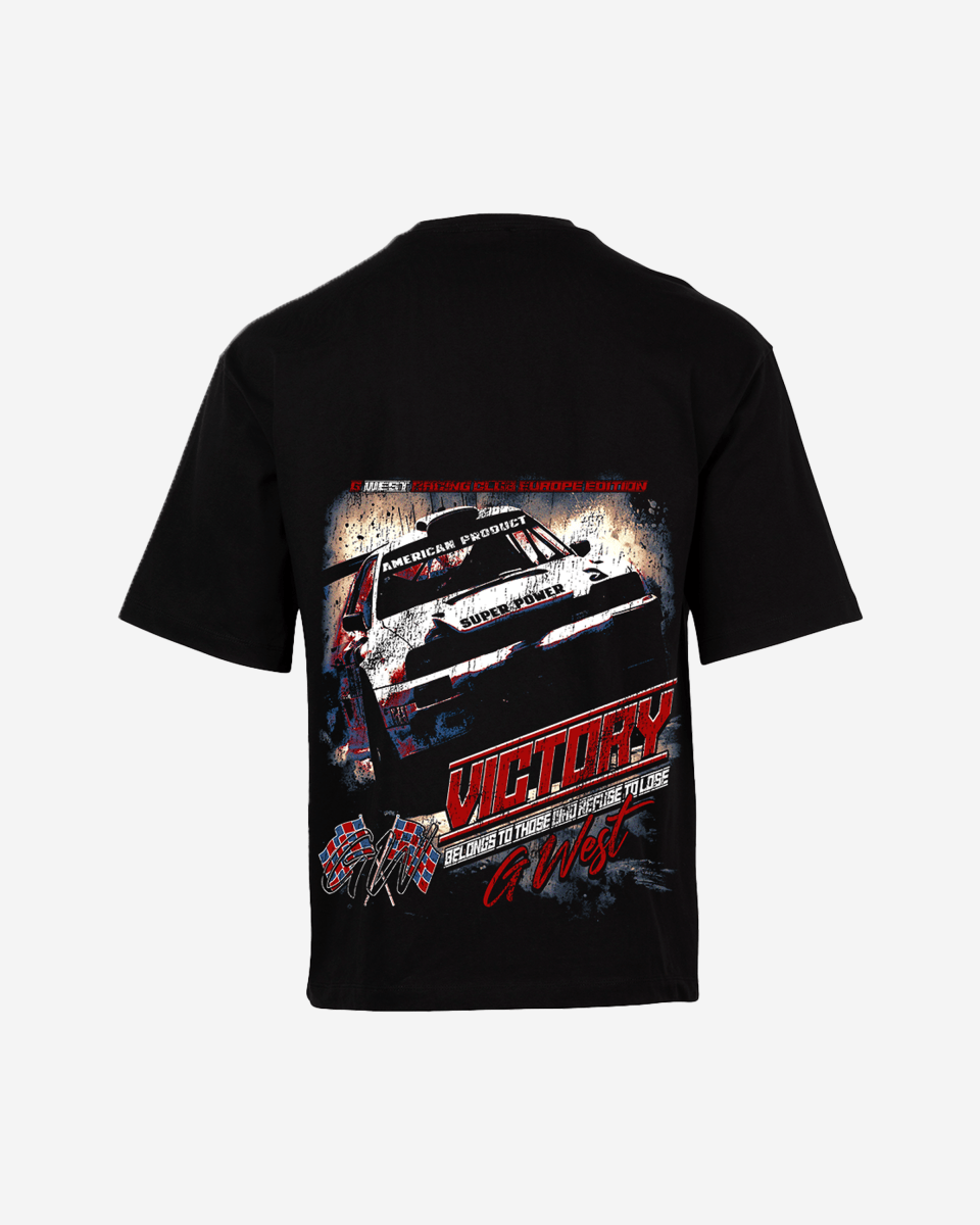 G West Racing Club Double Hit Premium Oversized Tee Front And Back Print - G West