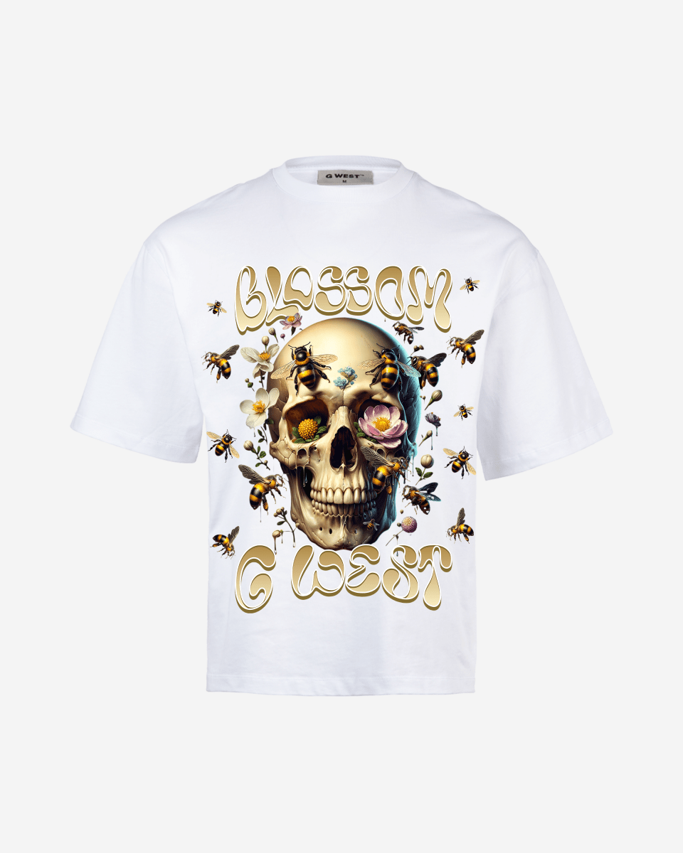 G West Rhinestone Bees And Bones Men's Oversized T-Shirt - G West