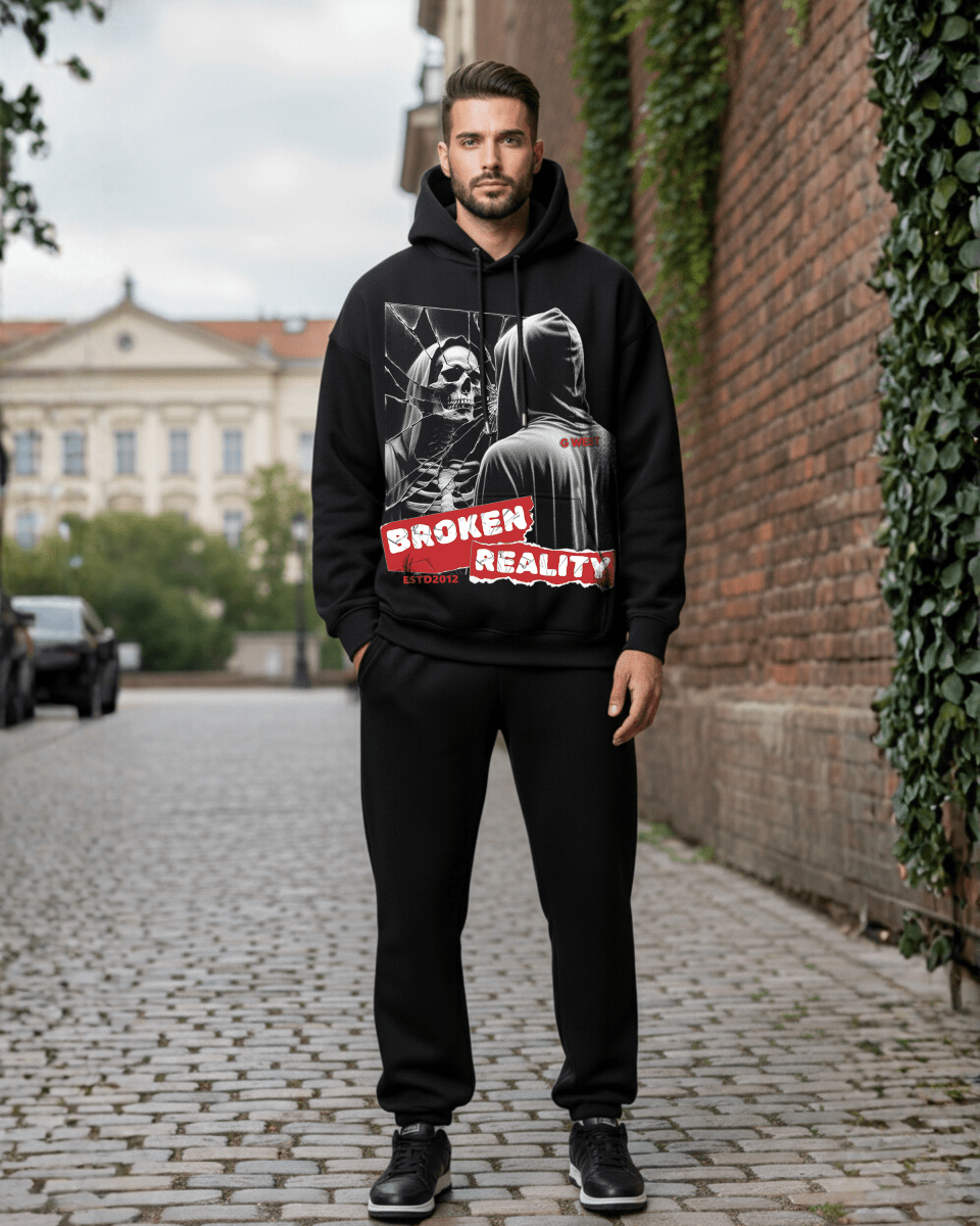 G West Rhinestone Between Two World Oversized Men's Hoodie - G West