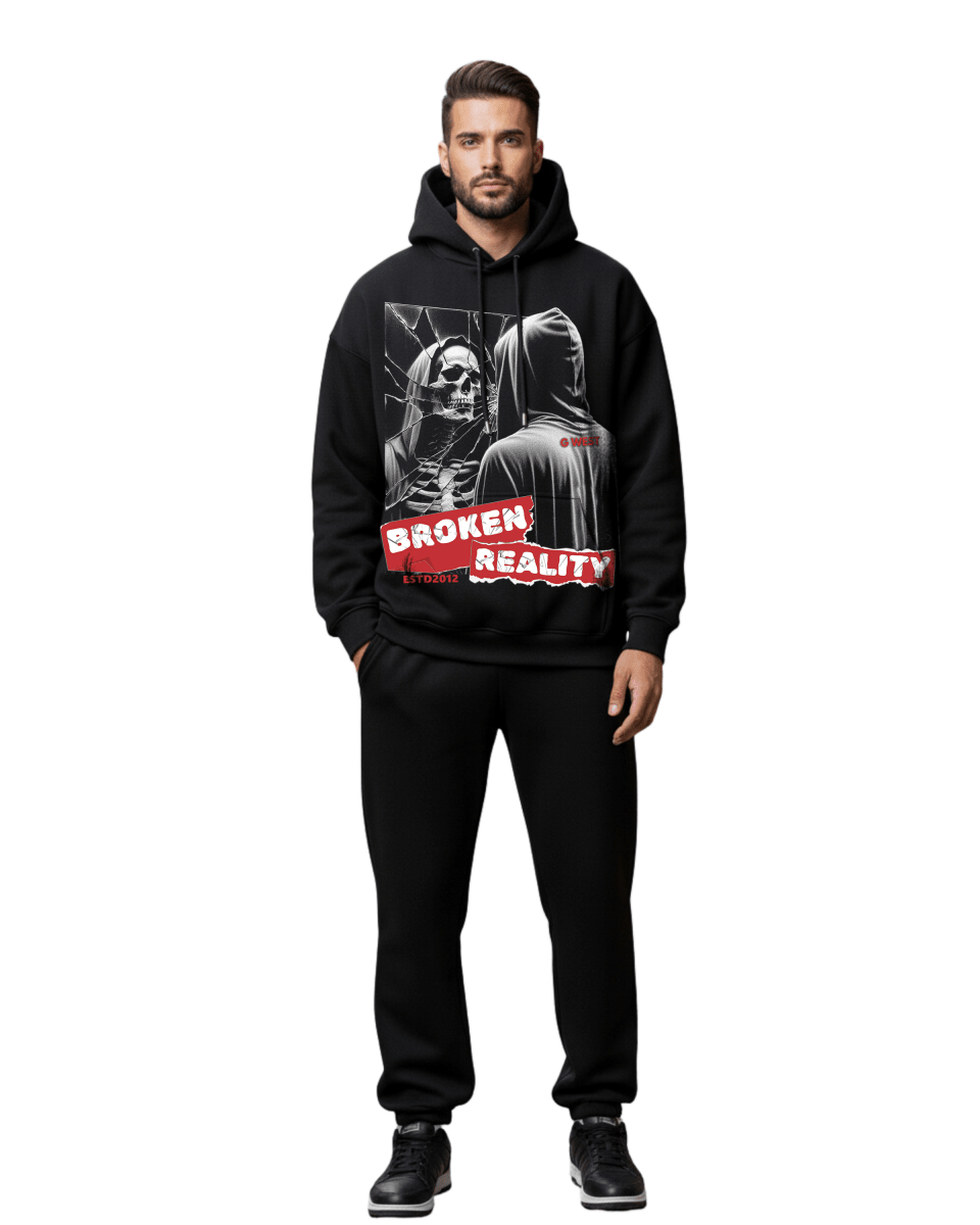 G West Rhinestone Between Two World Oversized Men's Hoodie - G West