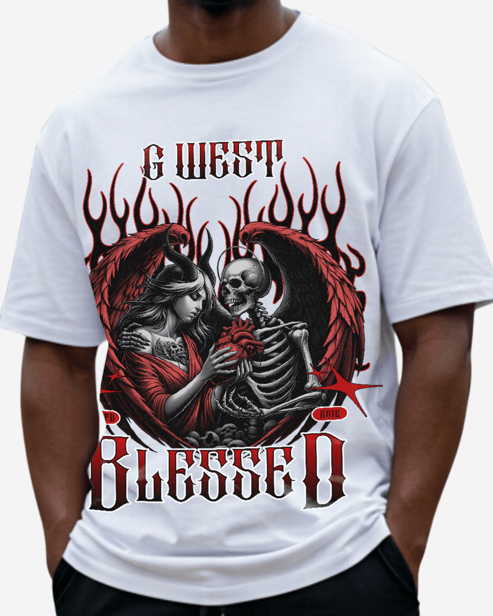 G West Rhinestone Blessed Men's Oversized T-Shirt - G West
