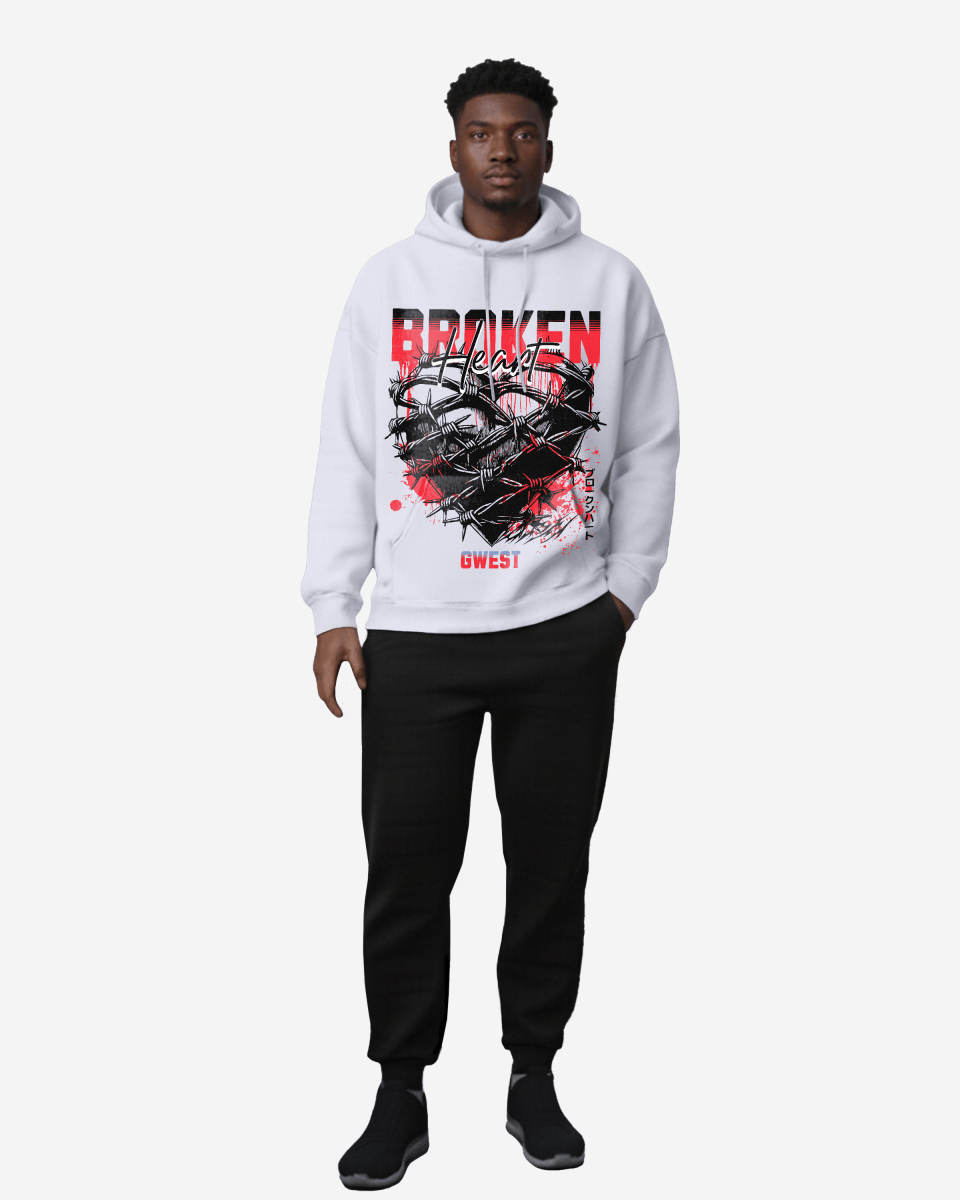 G West Rhinestone Broken Heart Men's Hoodie - G West