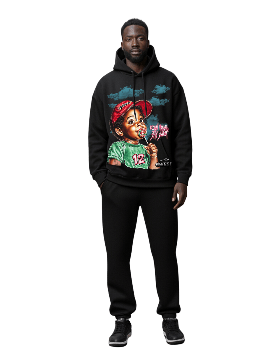 G West Rhinestone Candy Kid Oversized Men's Hoodie - G West
