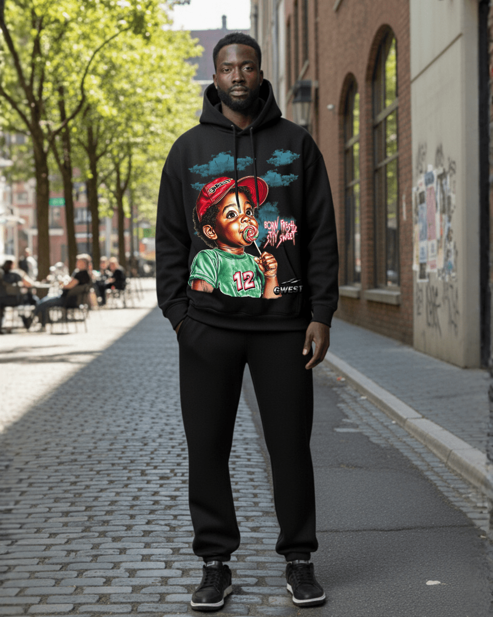 G West Rhinestone Candy Kid Oversized Men's Hoodie - G West