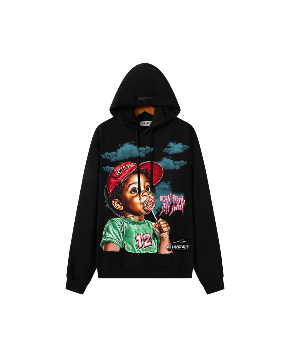 G West Rhinestone Candy Kid Oversized Men's Hoodie - G West