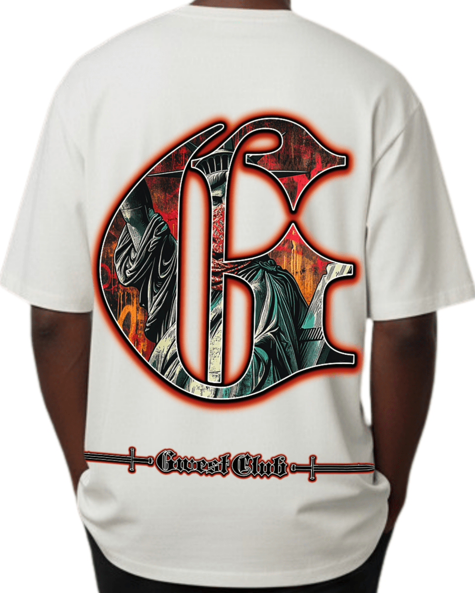G West Rhinestone Freedom Unmasked Oversized Men's T-Shirt - G West