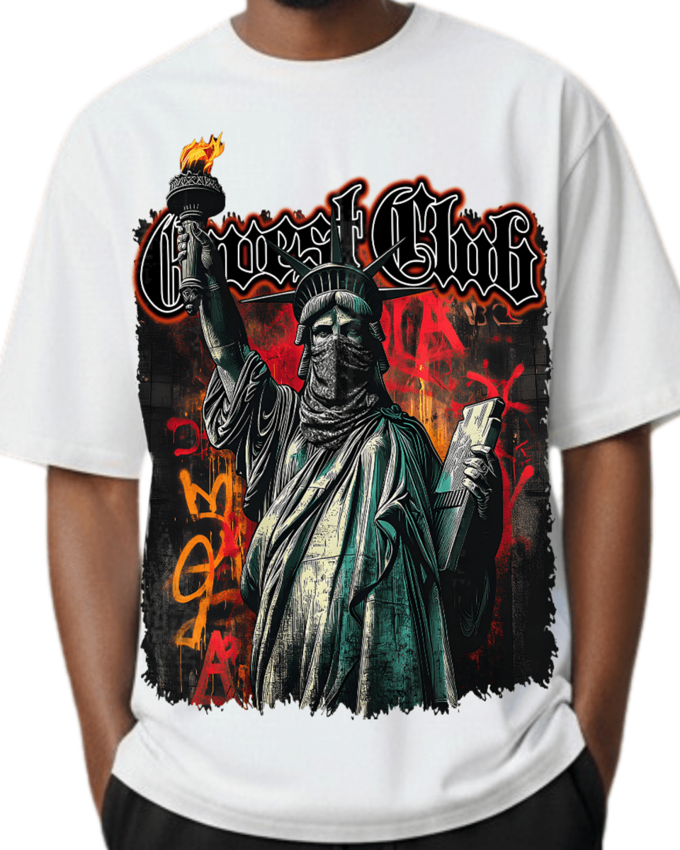 G West Rhinestone Freedom Unmasked Oversized Men's T-Shirt - G West