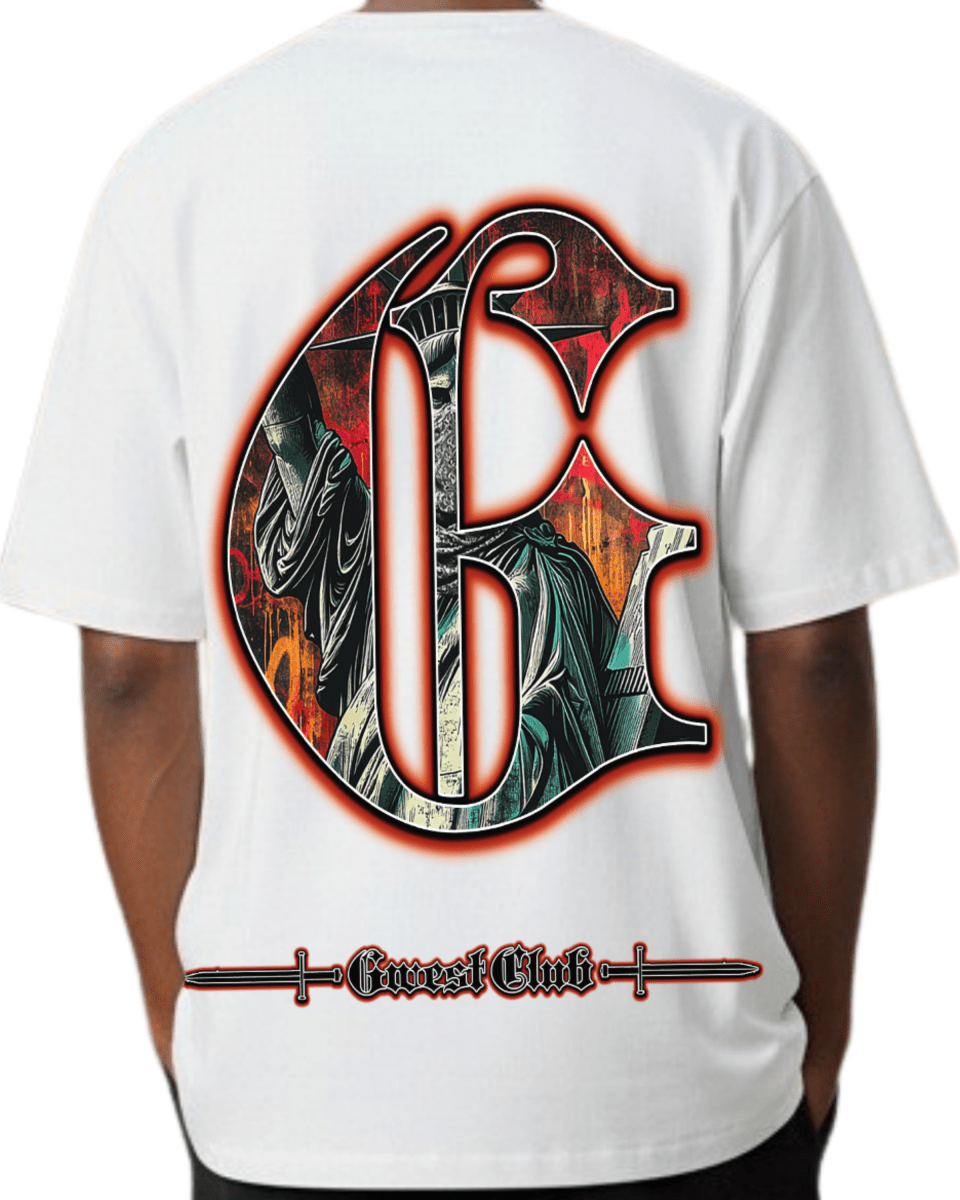 G West Rhinestone Freedom Unmasked Oversized Men's T-Shirt - G West