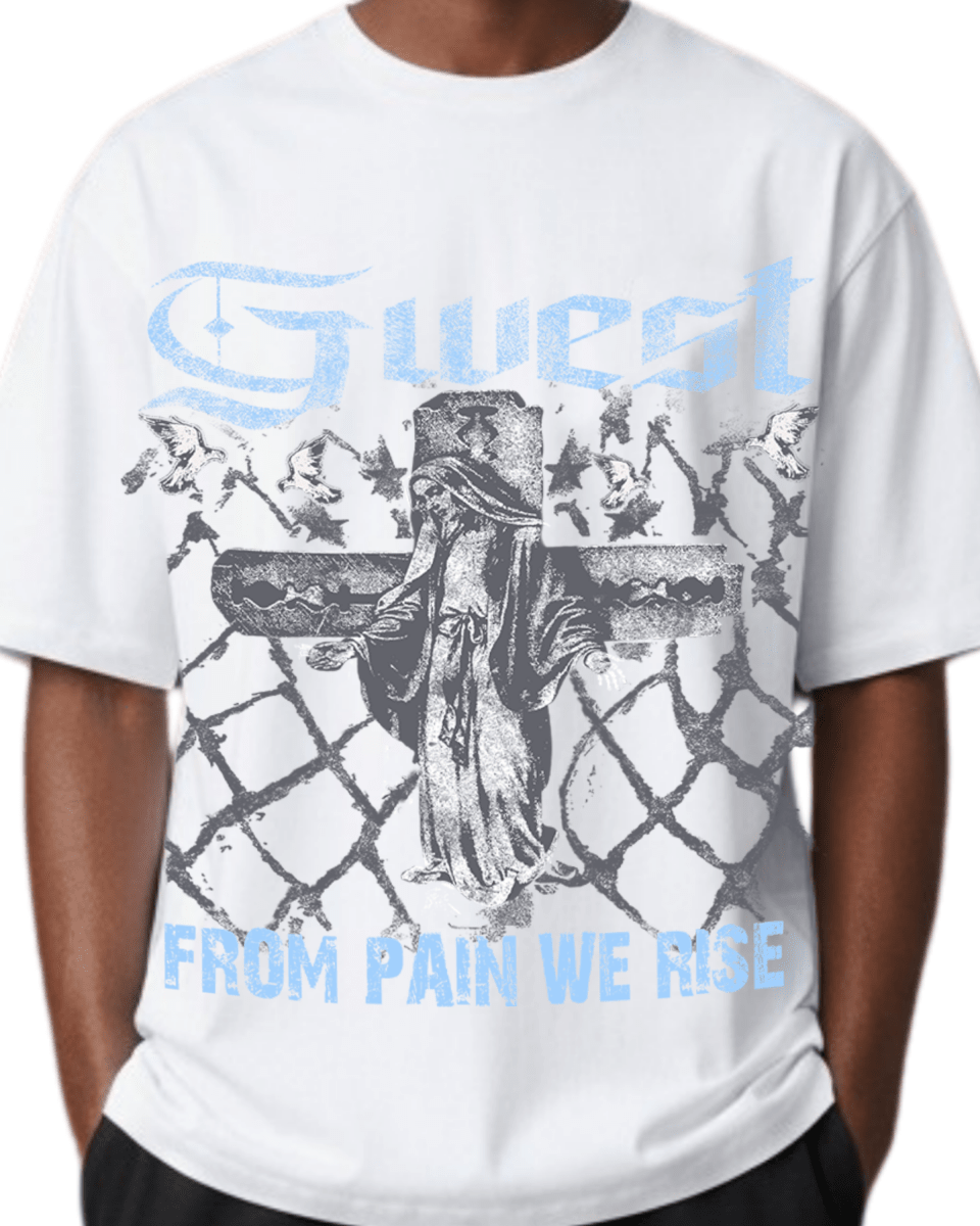 G West Rhinestone From Pain We Rise Oversized Men's T-Shirt - G West