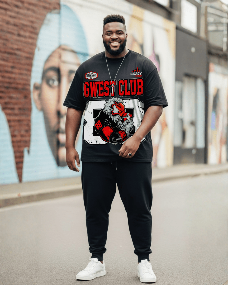 G West Rhinestone Hawk Squad 88 Men's Big And Tall T-Shirt - G West