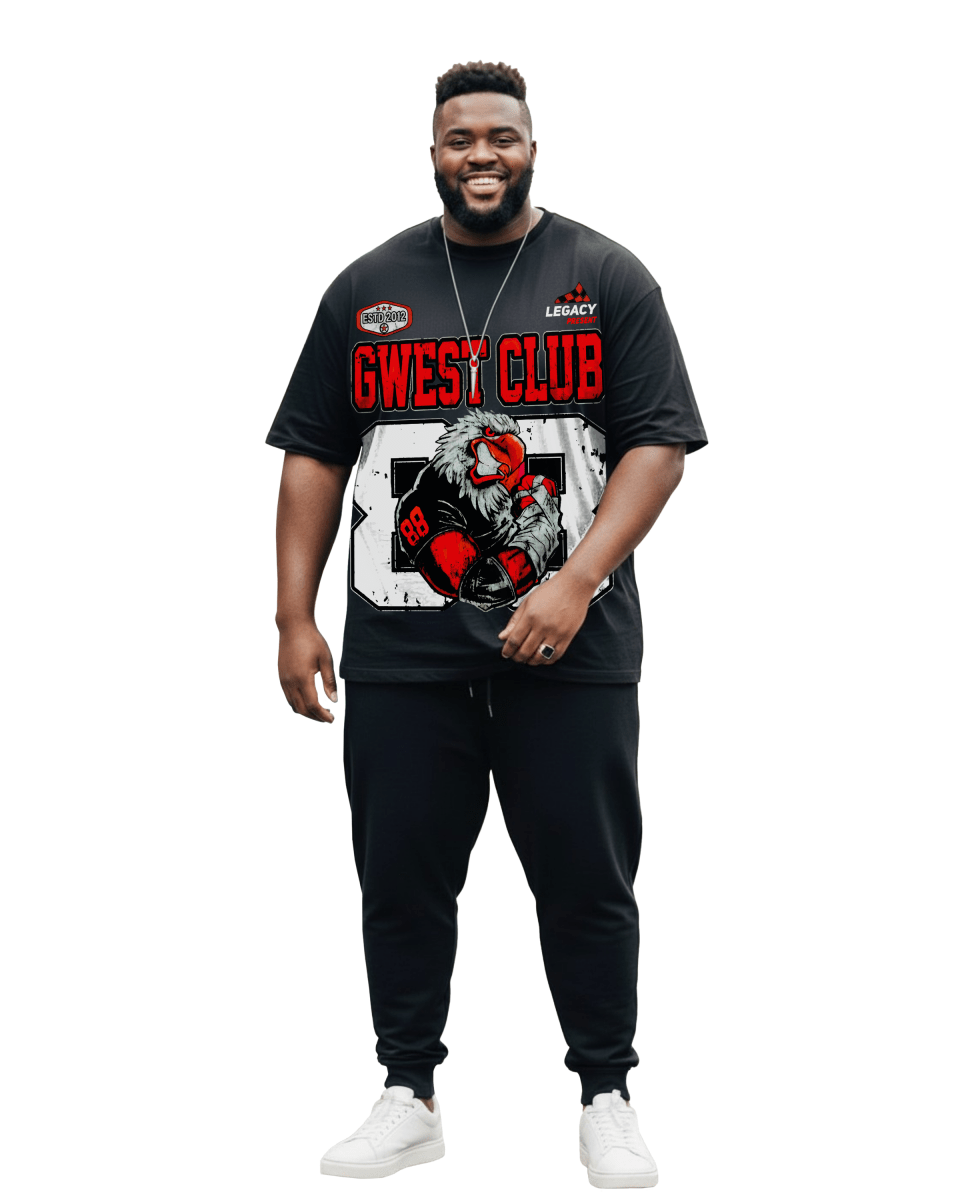 G West Rhinestone Hawk Squad 88 Men's Big And Tall T-Shirt - G West