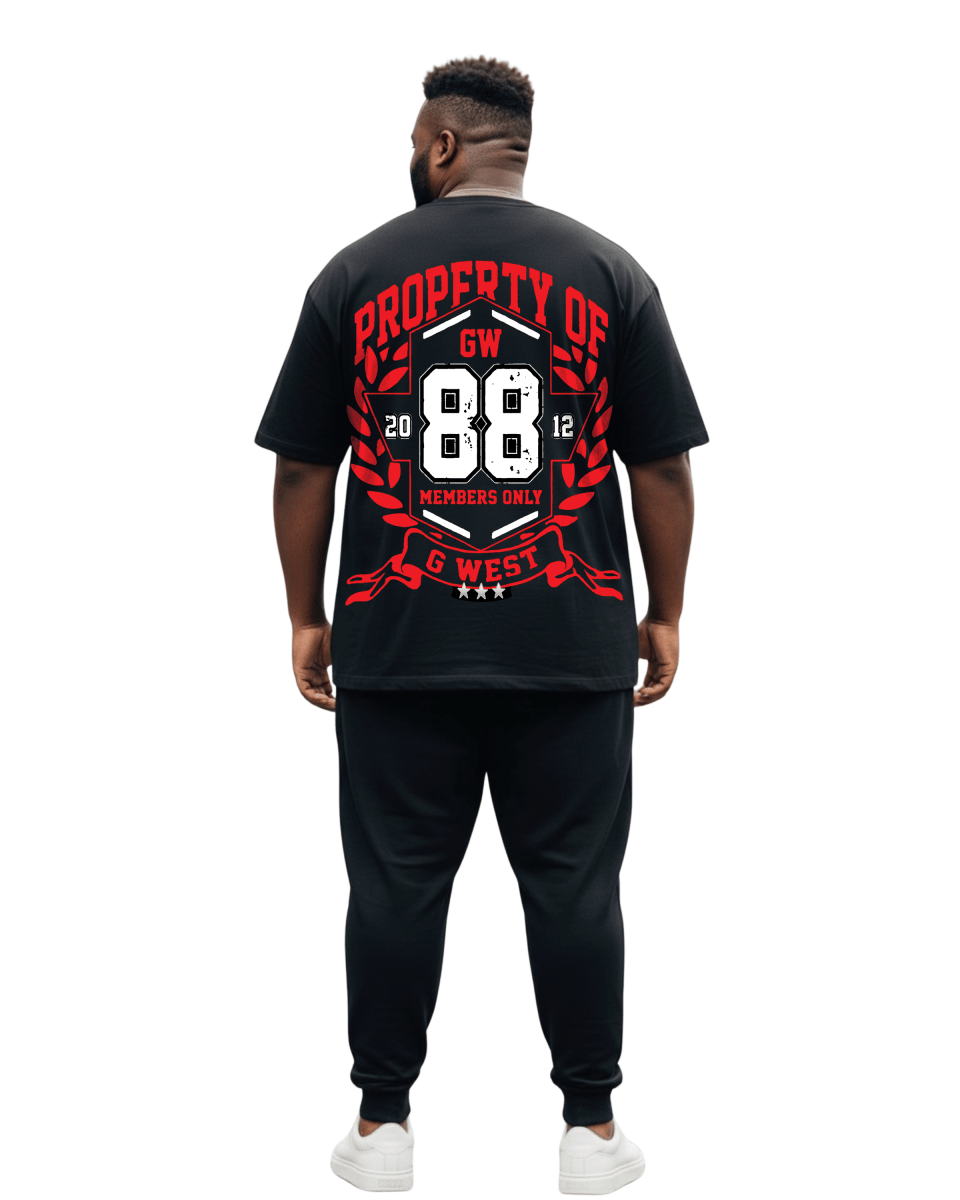 G West Rhinestone Hawk Squad 88 Men's Big And Tall T-Shirt - G West