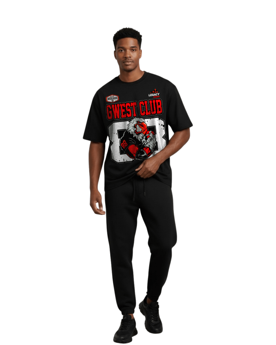 G West Rhinestone Hawk Squad 88 Oversized Men's T-Shirt - G West