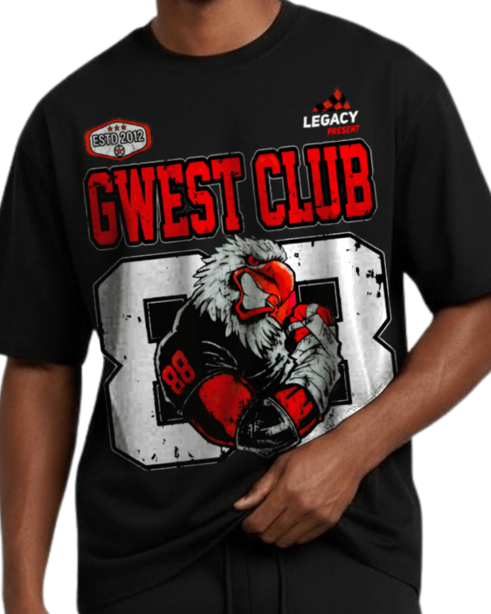 G West Rhinestone Hawk Squad 88 Oversized Men's T-Shirt - G West