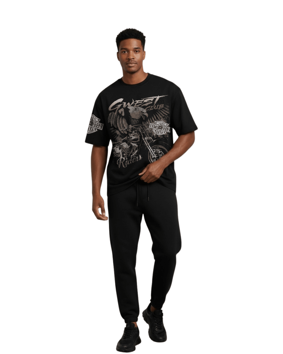 G West Rhinestone Hawkrider Oversized Men's T-Shirt - G West