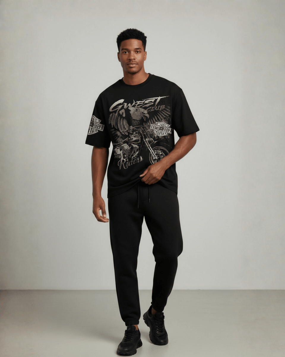 G West Rhinestone Hawkrider Oversized Men's T-Shirt - G West