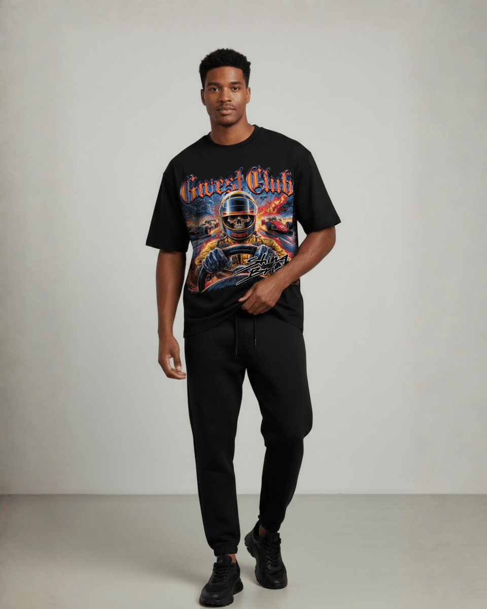 G West Rhinestone Hellspeed Driver Oversized Men's T-Shirt - G West