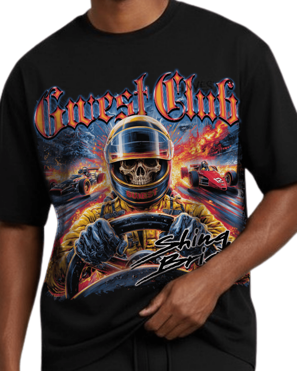 G West Rhinestone Hellspeed Driver Oversized Men's T-Shirt - G West