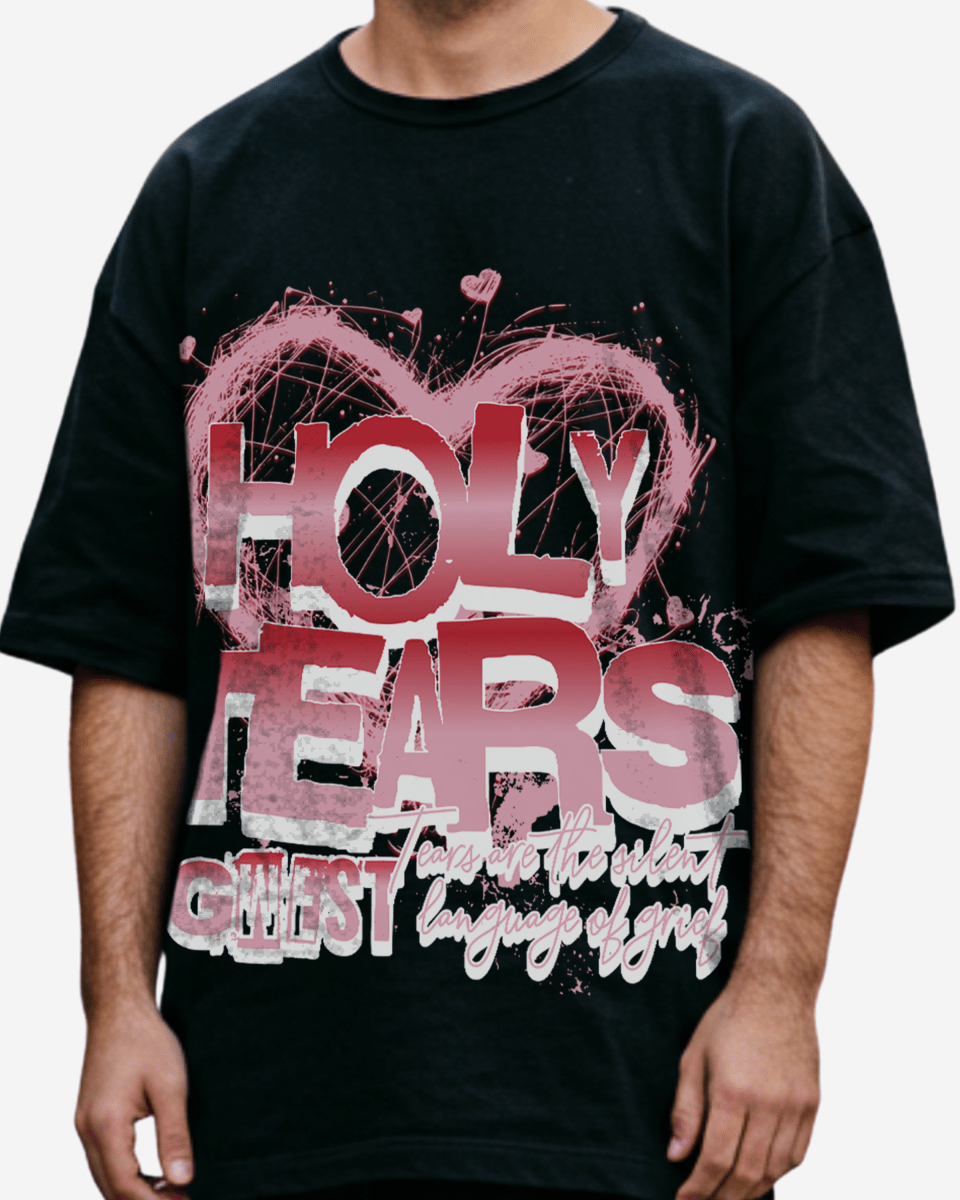G West Rhinestone Holy Tears Men's Oversized T-Shirt - G West