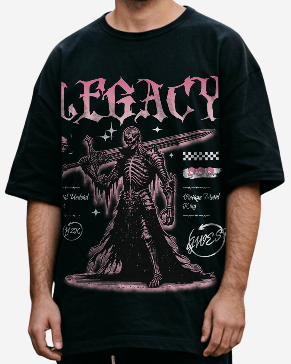 G West Rhinestone Metal Undead Men's Oversized T-Shirt - G West