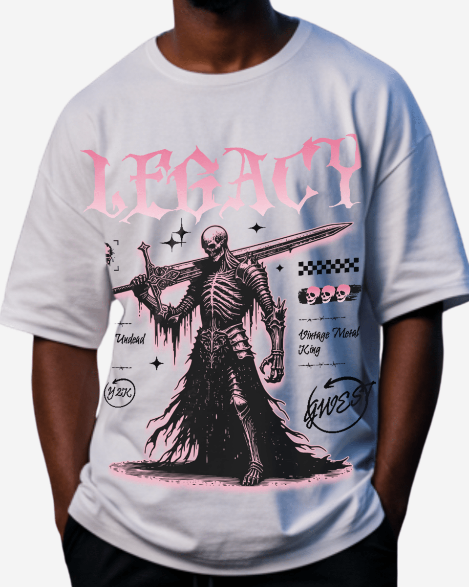 G West Rhinestone Metal Undead Men's Oversized T-Shirt - G West