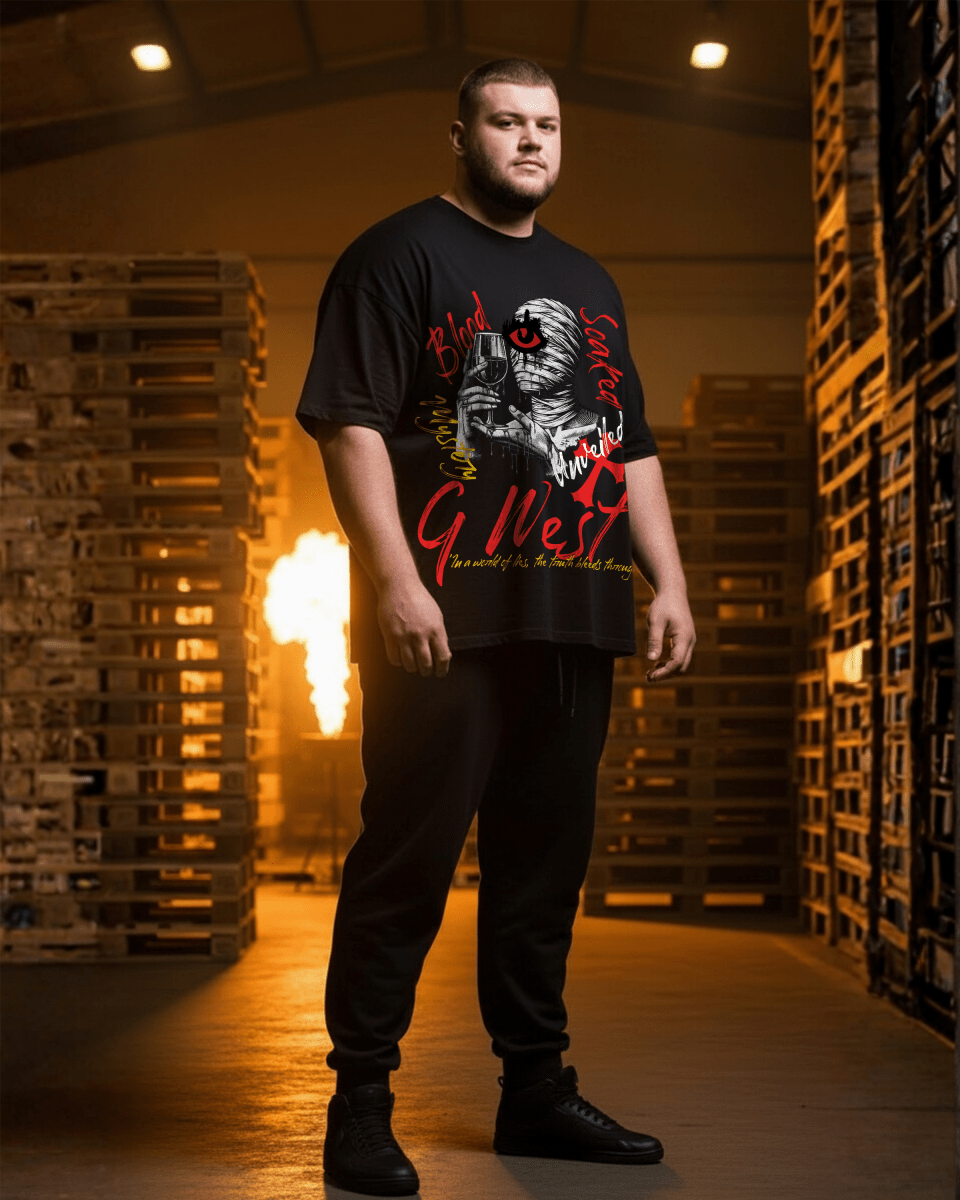 G West Rhinestone Mystery Unveiled Big And Tall Oversized T-Shirt - G West