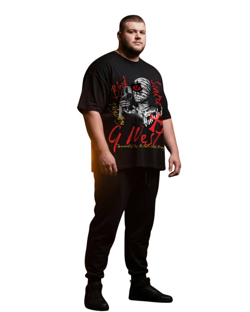 G West Rhinestone Mystery Unveiled Big And Tall Oversized T-Shirt - G West